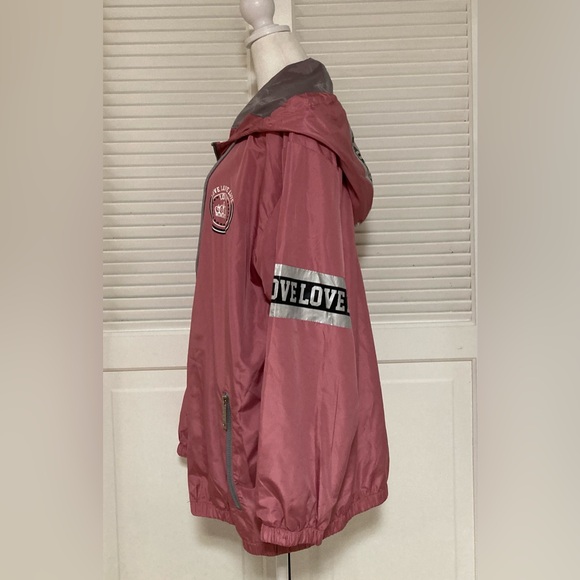 EUC Thrill 94 Pink+Black+Reflective Gray Lightweight Hooded WindbreakerJacket 3X - Picture 5 of 14